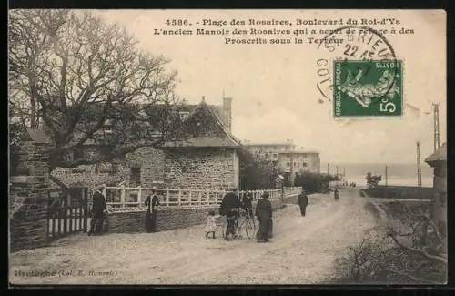 AK Plage des Rosaires, Boulevard du Roi-d`Ys et ancien Manoir des Rosaires sous la Terreur