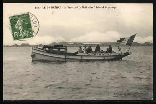 AK Île de Bréhat, La Vedette La Bréhatine faisant le passage