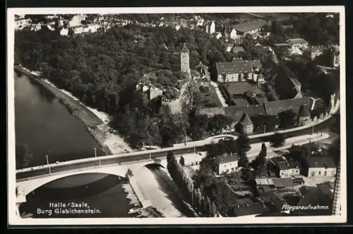 AK Halle /Saale, Burg Giebichenstein als Fliegeraufnahme