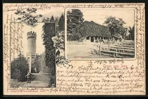 AK Jena, Forsthaus und Kriegerdenkmal