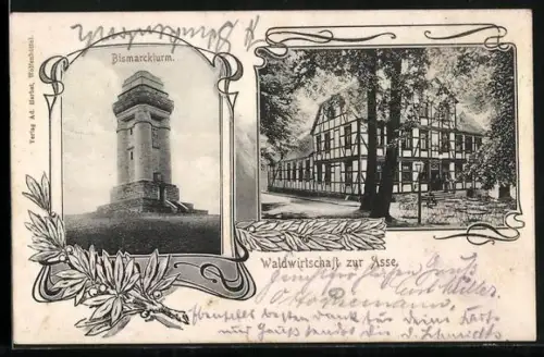 AK Wittmar, Gasthaus zur Asse, Bismarckturm
