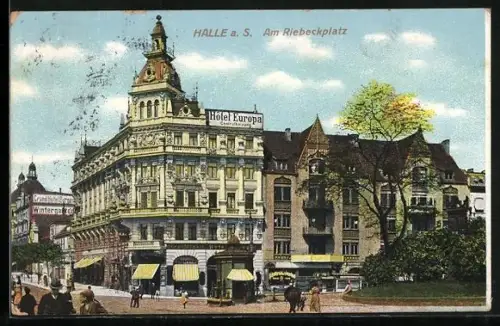 AK Halle a.S., Hotel Europa am Riebeckplatz