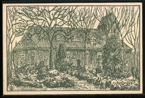 Künstler-AK Halle a. S., St. Laurentius-Kirche