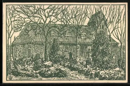 Künstler-AK Halle a. S., St. Laurentius-Kirche