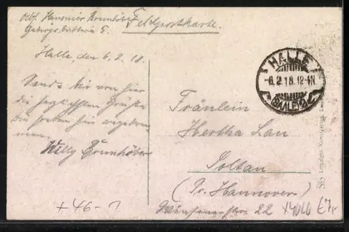 AK Halle a. S., Riebeckplatz mit Fontäne und Strassenbahn