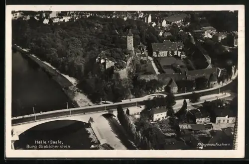 AK Halle /Saale, Burg Giebichenstein als Fliegeraufnahme