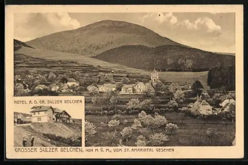 AK Grosser Sulzer Belchen, Hotel a. d. gr. Sulzer Belchen, Teilansicht vom St. Amarintal gesehen