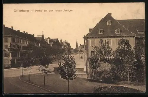 AK Offenburg, Strassenpartie bei den neuen Anlagen