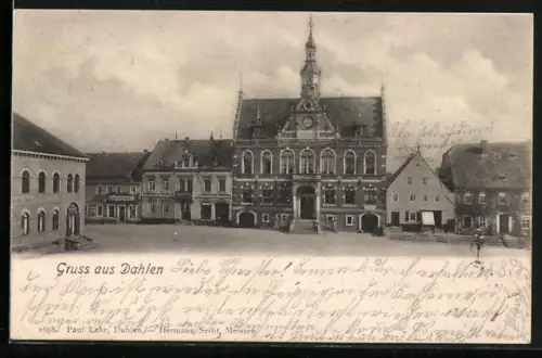 AK Dahlen / Sa., Teilansicht mit Marktplatz