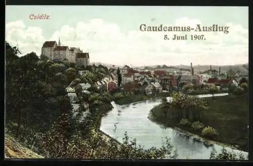 AK Colditz, Panorama mit Schloss