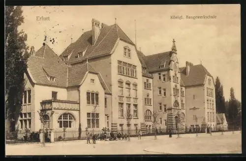 AK Erfurt, Königl. Baugewerkschule, Panorama, Kindergruppe