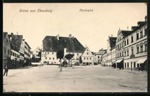 AK Ebersberg / Bayern, Marienplatz mit Denkmal, Panorama