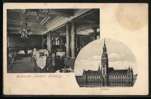 AK Hamburg, Restaurant Siechen, Innenansicht, Rathaus