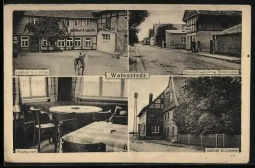 AK Watenstedt / Braunschweig, Gasthof A. Lochte, Braunschweigische Staatsbank, Restaurant