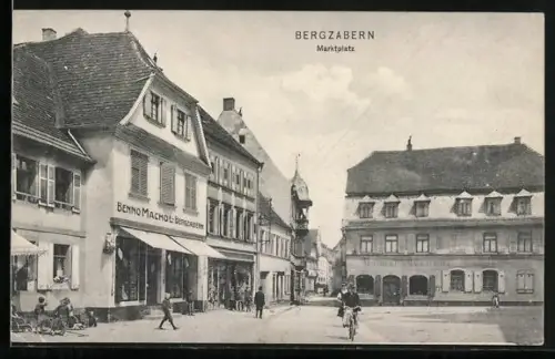 AK Bergzabern, Marktplatz, Geschäft Benno Machol Bergzabern