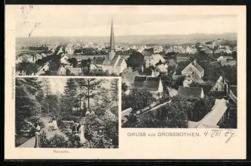 AK Grossbothen, Ortsansicht, Kirche, Rausche
