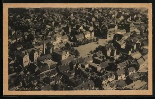 AK Groitzsch i. Sa., Luftbild, Marktplatz, Stadtansicht
