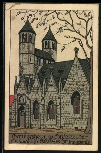 Steindruck-AK Bad Gandersheim, Stiftskirche St. Anastasii, St. Innoventii