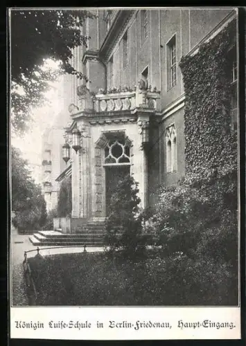 AK Berlin-Friedenau, Königin Luise-Schule, Haupteingang