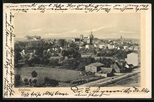 AK Güstrow, Ortsansicht aus der Vogelschau
