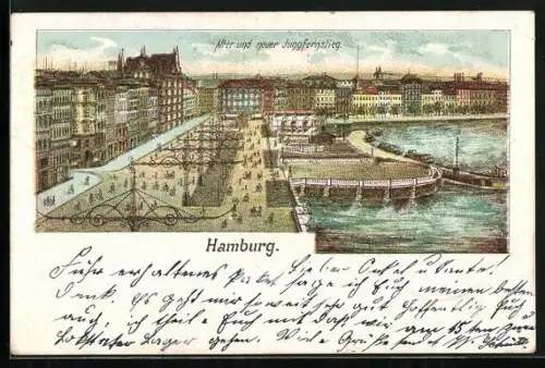 Lithographie Hamburg-Neustadt, Alter und neuer Jungfernstieg