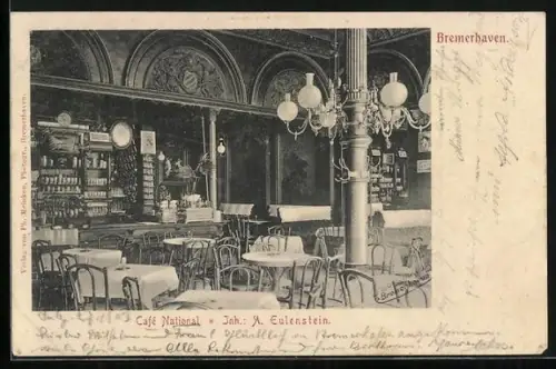 AK Bremerhaven, Cafe National A. Eulenstein, Innenansicht