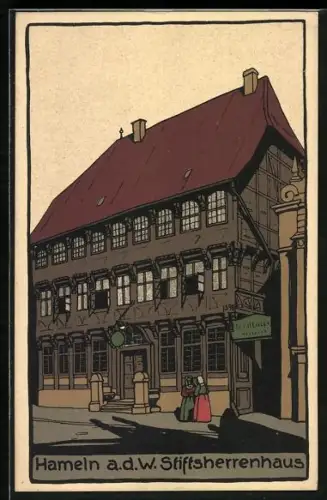 Steindruck-AK Hameln a. d. W., Stiftsherrenhaus