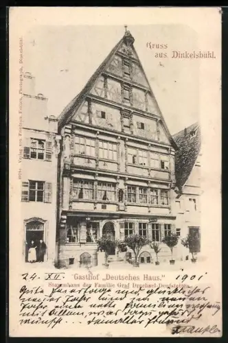 AK Dinkelsbühl, Gasthof Deutsches Haus, Stammhaus der Familie Graf Drechsel-Denfstetten