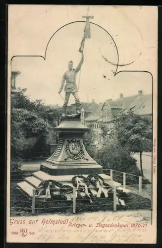 AK Helmstedt, Krieger- und Siegesdenkmal 1870-71, mit Blick zur Strasse