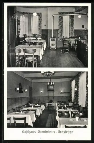 AK Grasleben, Gasthaus Gambrinus, Innenansicht