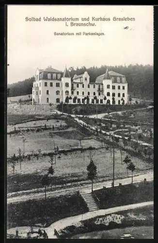 AK Grasleben, Waldsanatorium und Kurhaus mit Parkanlagen