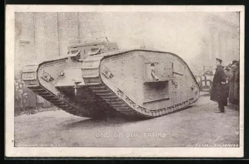 AK British World War I tank during a parade