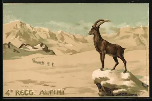 Künstler-AK 4. Reggimento Alpini