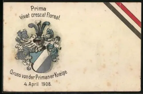 AK Wappen Burschenschaft, Primaner Kneipe 4.4.1908