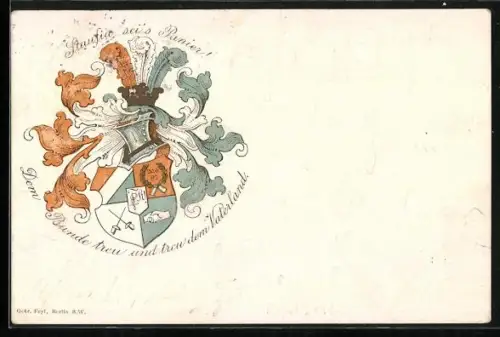 Lithographie Wappen der Studentenverbindung Staufia