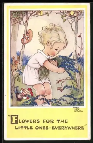 Künstler-AK Mabel Lucie Attwell: Flowers for the Little Ones - Everywhere
