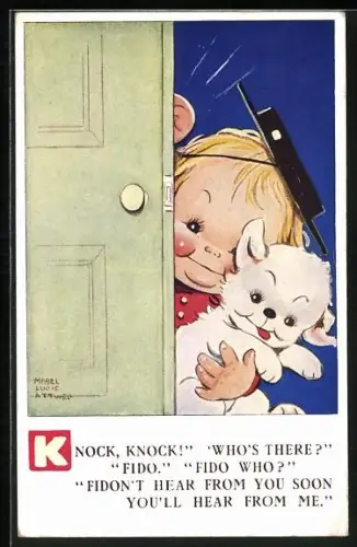 Künstler-AK Mabel Lucie Attwell: Knock Knock! Who`s there?