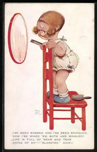 Künstler-AK Mabel Lucie Attwell: Kleines Mädchen kämmt sich