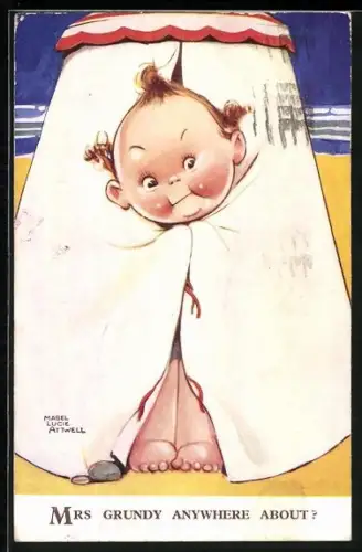 Künstler-AK Mabel Lucie Attwell: Mädchen in der Umkleidekabine