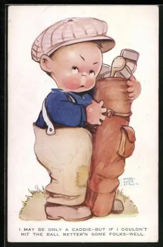 Künstler-AK Mabel Lucie Attwell: Junge mit einem Golfset