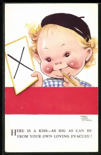 Künstler-AK Mabel Lucie Attwell: Kind mit Stift und Zettel