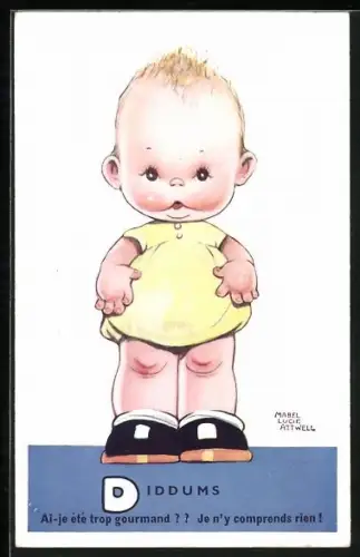Künstler-AK Mabel Lucie Attwell: Baby mit dickem Bauch, Diddums