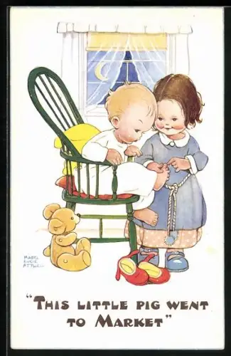 Künstler-AK Mabel Lucie Attwell: Mädchen mit einem Kleinkind