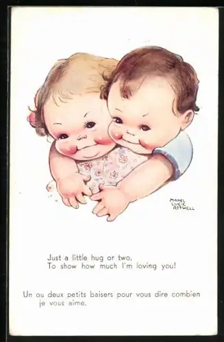 Künstler-AK Mabel Lucie Attwell: Kleiner Junge umarmt Mädchen