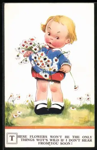 Künstler-AK Mabel Lucie Attwell: Mädchen mit Blumen in ihrem Kleid, These flowers wont be the only things wot`s...