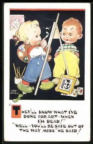 Künstler-AK Mabel Lucie Attwell: They`ll know what I`ve done for Art..., Kleine Künstlerin