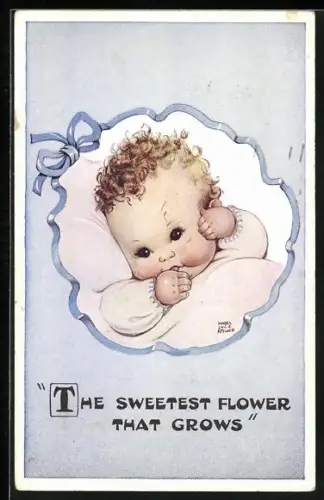 Künstler-AK Mabel Lucie Attwell: The sweetest Flower that grows!, niedliches Baby im Bettchen