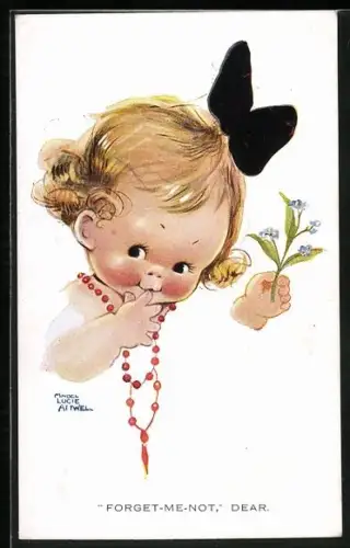 Künstler-AK Mabel Lucie Attwell: Kleines Mädchen mit Blume