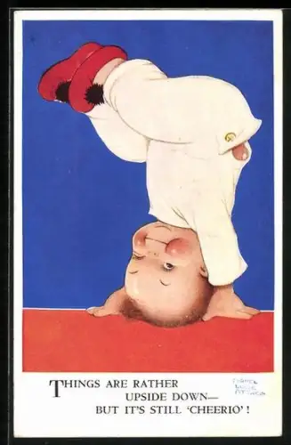 Künstler-AK Mabel Lucie Attwell: Junge macht Kopfstand