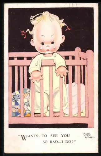 Künstler-AK Mabel Lucie Attwell: Weinendes kleines Mädchen